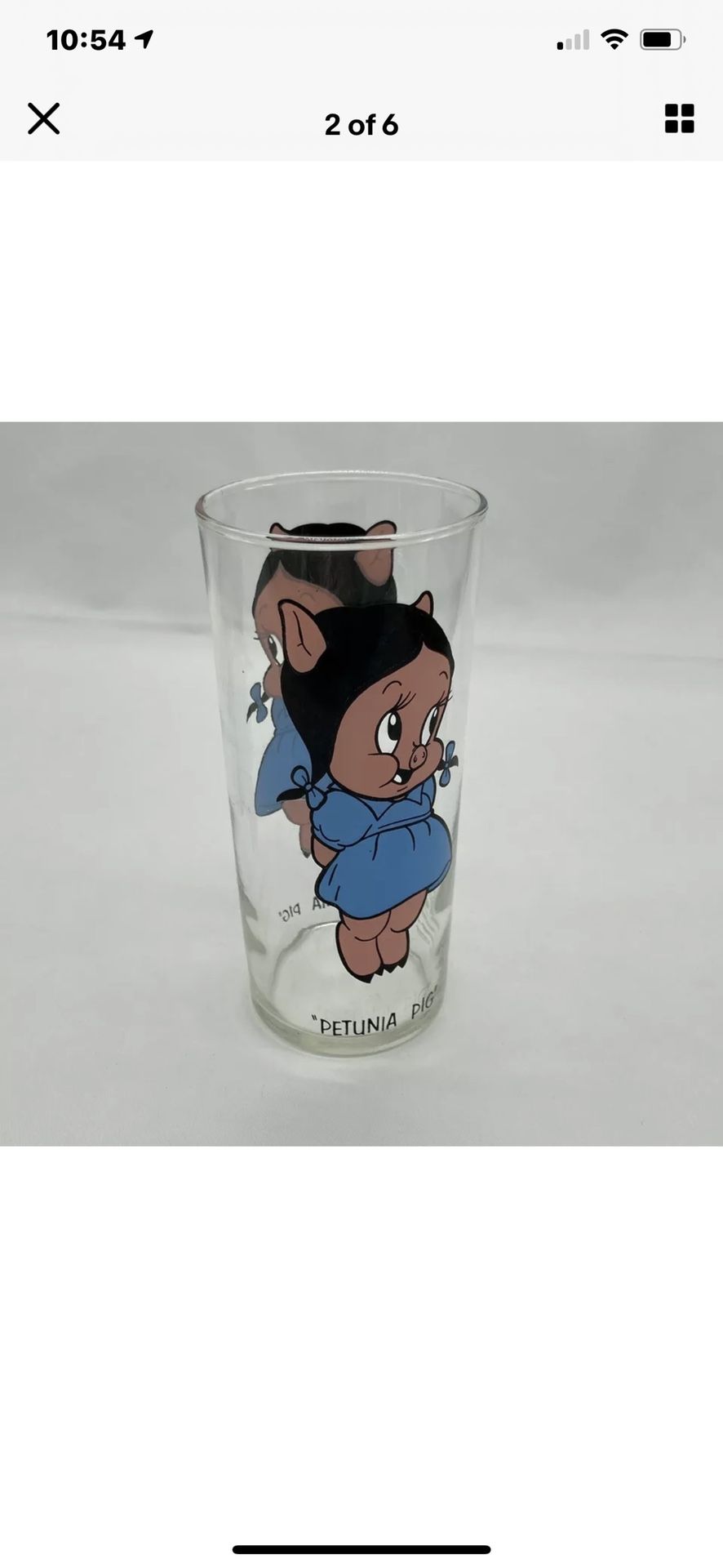 Petunia Pig Looney Tunes 1973 Federal 15oz Black Writing Pepsi Glass