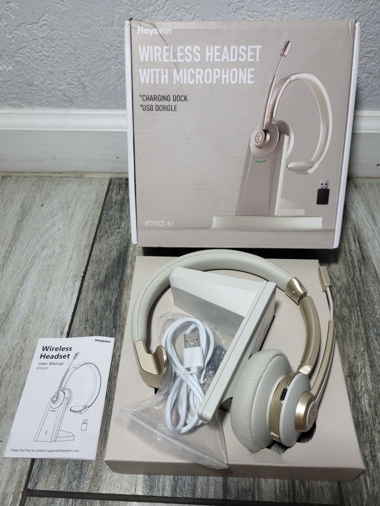 Wireless Headphones with Microphone Noise Canceling & USB Dongle,