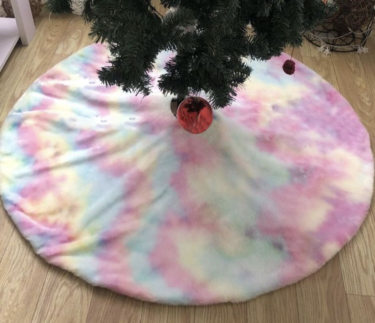 Fur Tie Dye Unicorn Christmas Tree Skirt