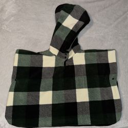 Green Buffalo Check Plush Fleece Poncho 12mos 