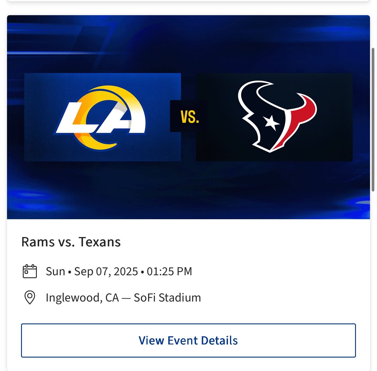 RAMS VS TEXANS VIP TIX!!