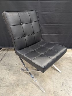 Modern Black Tufted Accent Chair with Chrome X-Base