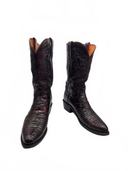 Lucchese Classics Black Cherry Teju Lizard Cowboy Boots 9.5