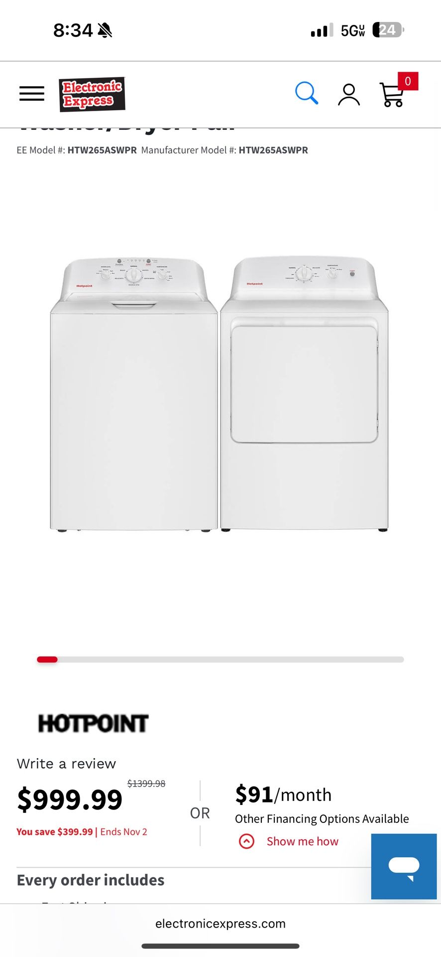 Hotpoint Washer And Dryer  MOVING SALE !! 