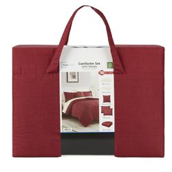 BRAND NEW IN BOX Mainstays Red Texture 7 Piece Bed in a Bag Comforter Set with Sheets, Twin XL