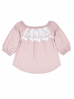 Pink Off-Shoulder Blouse with Lace Detail
