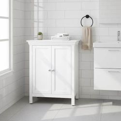 13 in. W x 26 in. D x 34 in. H White Bathroom Freestanding Linen Cabinet