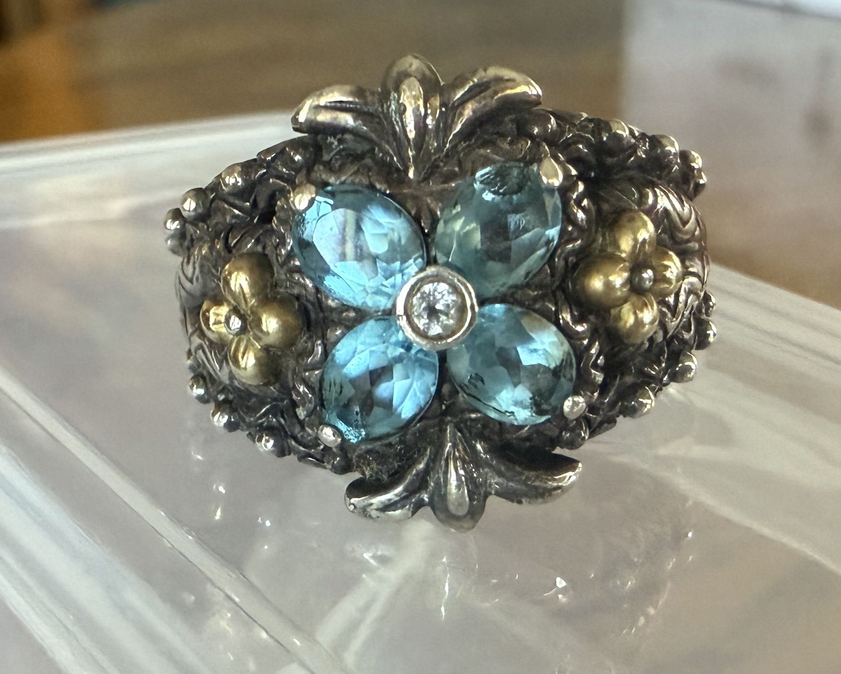 Barbara Bixby Topaz & Sapphire, 18k Gold & Sterling Silver Ring