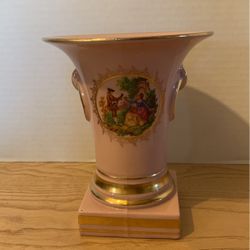 Vintage Outlander Era Minstrel and Lady Colonial Princeton Vase Gilded 7” x 6”  A20