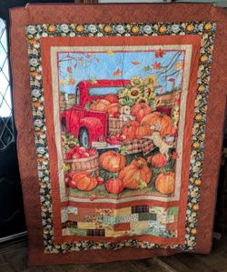 New Handmade Fall Lap Quilt, Reversible