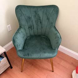 Yaheetech Velvet Accent Chair, Modern Armchair with Wing Side and Metal Legs