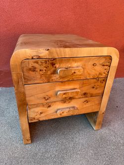 Unique Burl Wood Style 3-Drawer Nightstand / Bedside Table – 18”