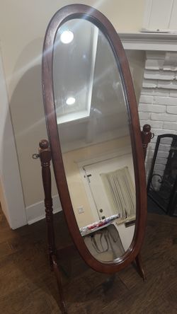 Classic Wooden Cheval Standing Mirror — 60" x 19"