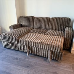 Brown Sleeper Sofa W Power Outlets And USB Ports 