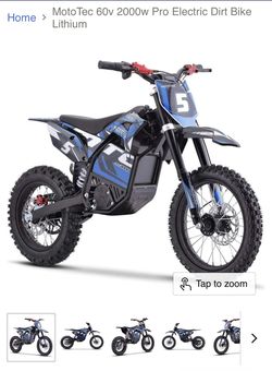 Moto Tec 60v Pro Electric Dirt Bike 2000w Lithium Blue