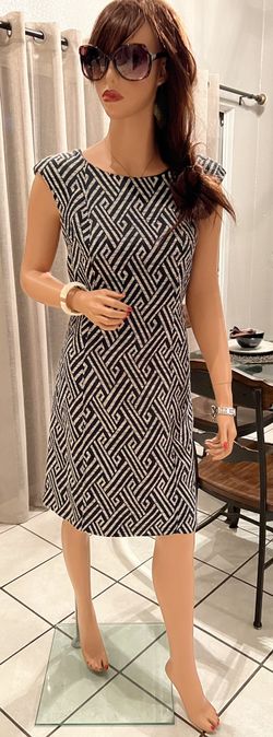 Nice dark blue and white lined dress (10)