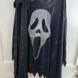 Adult Scream Ghost Face Hooded Ghost Glittering Poncho Costume 