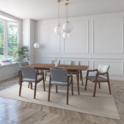 BRAND NEW Extendable Dark Grey Solid Rubber Wood Dining Set Ideal Furniture Set For Indoor
