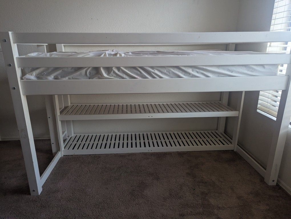 Twin white Bunk bed And mattress