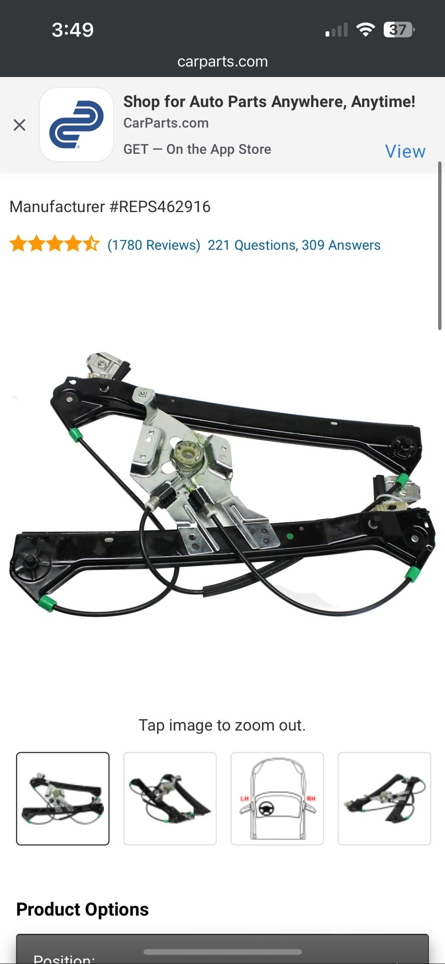 2004-2008 Saab 9-3 Window Regulator
