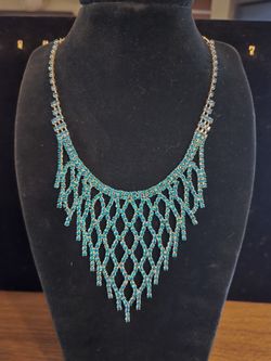 Blue Austrian Crystal Bib Style Nk. Set