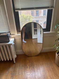 Large Oval Mirror with Gold Frame