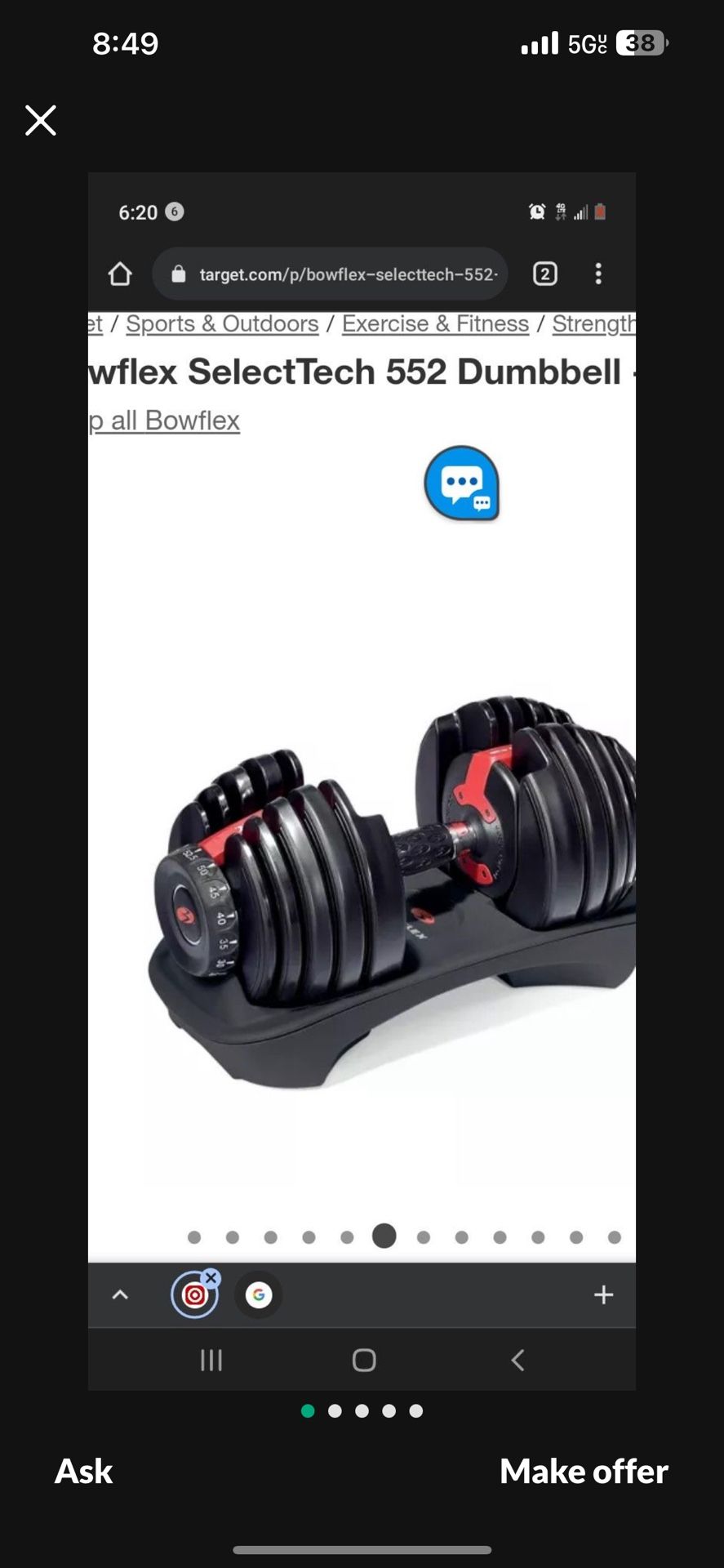 Bowflex 5-52 Pound Dumbbell 