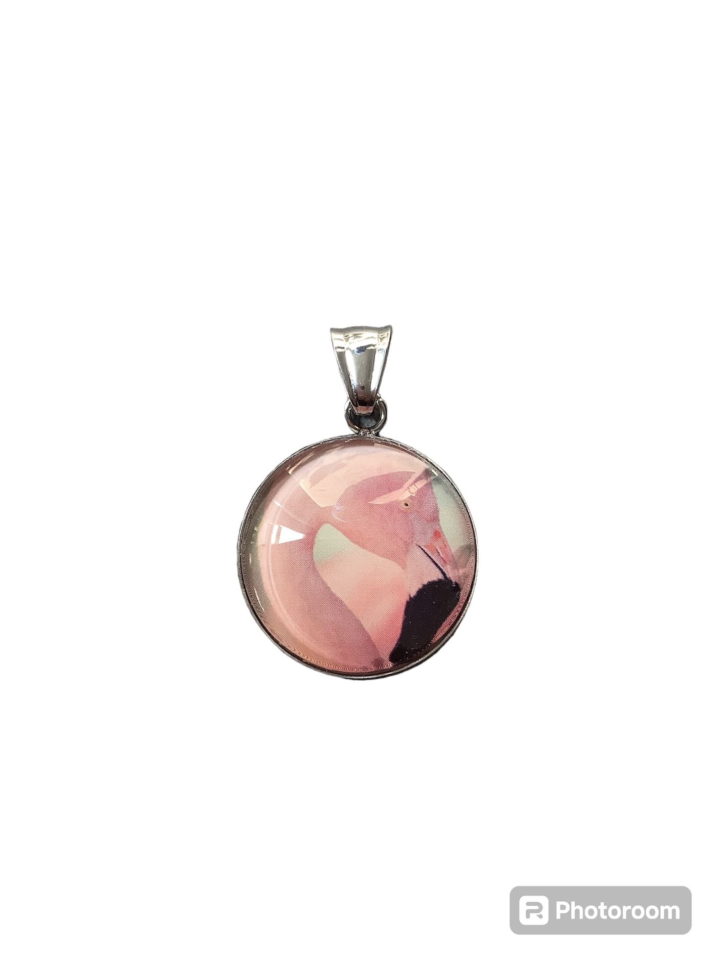 Stainless Steel Pink Swan Pendant 1 Inch