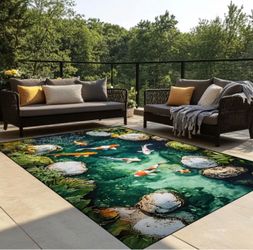 Koi Pond Print Area Rug