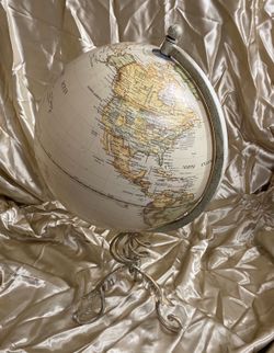 12” Inch Vintage Style World Globe With Table Top Brass Stand