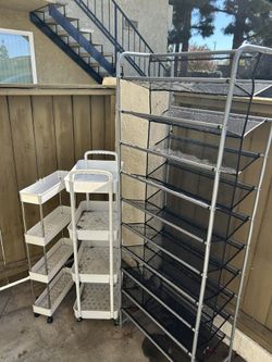 Rolling Carts and Shoe Rack 