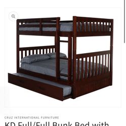 New Brown Bunk Bed Full Bed Over Full Bed With Trundle Bed 