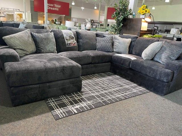 Smoke grey large scale deep seat Mammoth sectional with chaise