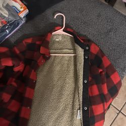 Weatherproof Red and Black Plaid Sherpa-Lined Jacket