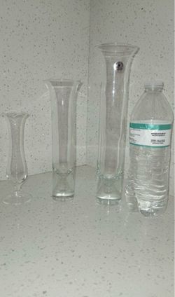 3-Piece Clear Glass Cylinder Flower Vase Set - Assorted Sizes $50
