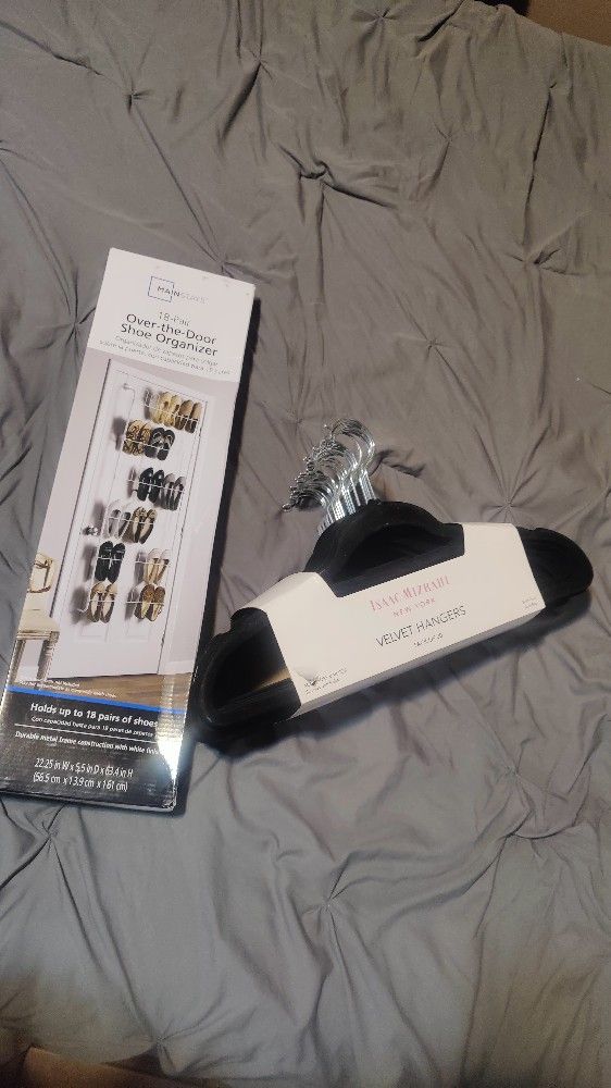Over The Door Shoe Organizer & 30 Velvet Hangers
