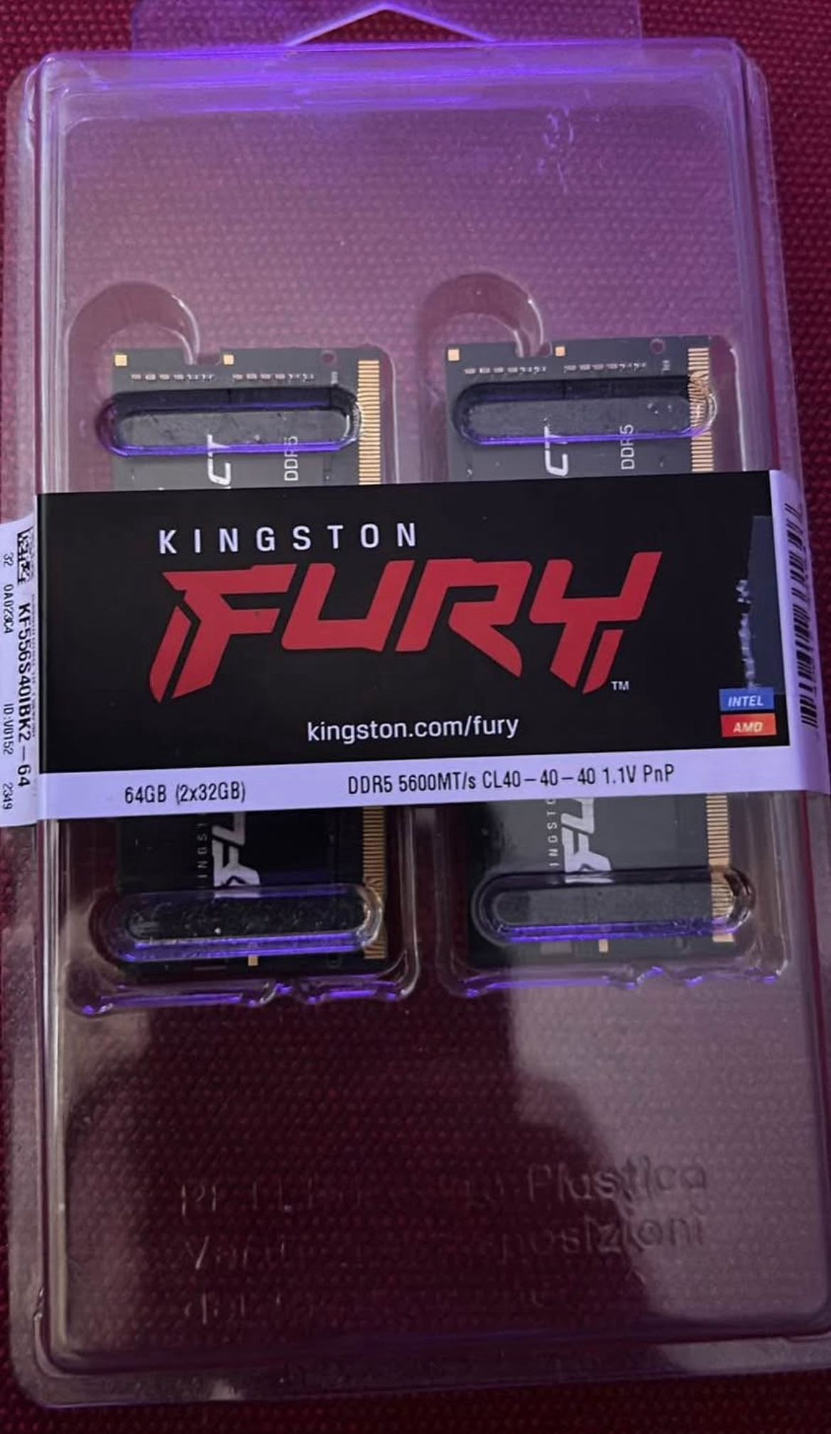 Kingston Fury impact 64GB (2x32) 5600MT/s DDR5 CL40 Laptop Memory Kit of 2 ((Opened, Never Used))