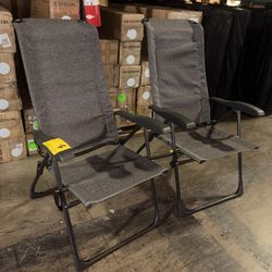 New Set Of 2 (4 Pcs) Folding Camping Chair Outdoor Patio Recline Chair with Footrest Ottoman