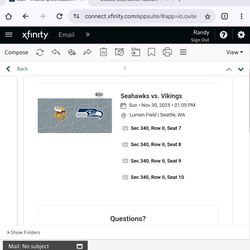 Seahawks vs Vikings Tickets for today's game