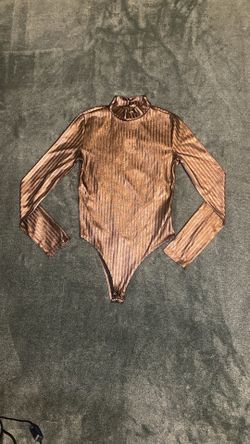 Metallic Bronze Striped Bodysuit 
