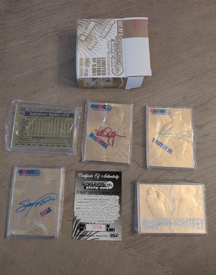 Chasing Sixty-One HR'S 23 KT Gold Foil Baseball Cards