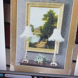 Lamp Base and Shade 30” H - Set of 2 In Original Box