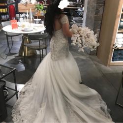 Beaded Wedding Dress With Nude Mesh