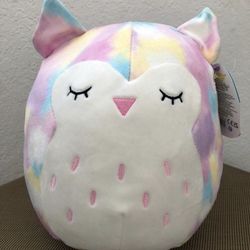 "squishmallow 8"" lesedi owl pastel paintbrush plush bnwt"