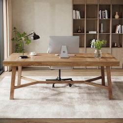 Tribesigns 71-Inch Executive Desk, Farmhouse Computer Desk for Home Office 71" L x 32" D Large Desk, Office Desk with Sturdy Metal Legs, Rectangular T
