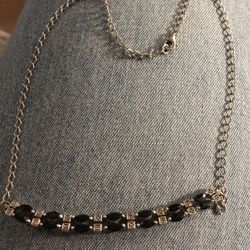 925 onyx and marcasite necklace