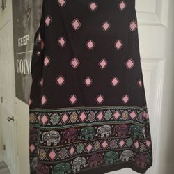 Elephant Print Border Black Tank Top