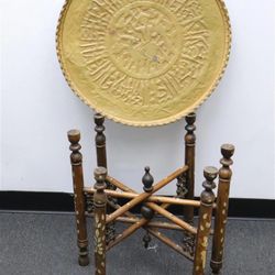 Antique copper tray with MOP inlaid stand