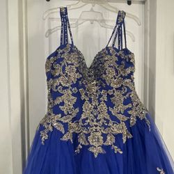 Royal Blue Quinceañera Dress w/ Gold Details  (negotiable/ negociable)