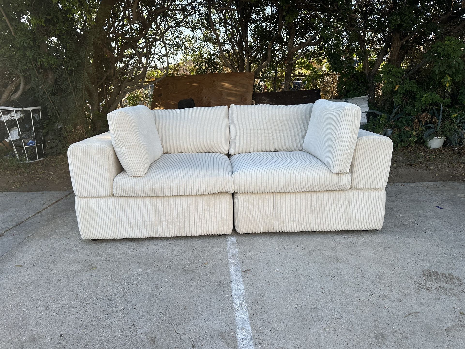Beige Corduroy Sofa Couch